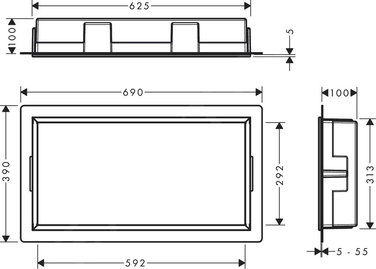 Hansgrohe XtraStoris Original - Wandnische Mit Rahmen, 300x600x100 Mm, Schwarz Matt 56064670 4 Hansgrohe XtraStoris Original - Wandnische Mit Rahmen, 300x600x100 Mm, Schwarz Matt 56064670 – Bild 2