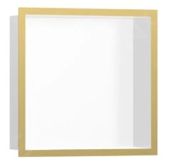 Hansgrohe XtraStoris Individual - Wandnische Mit Designrahmen, 300x300x100 Mm, Weiß Matt/polierte Goldoptik 56099990