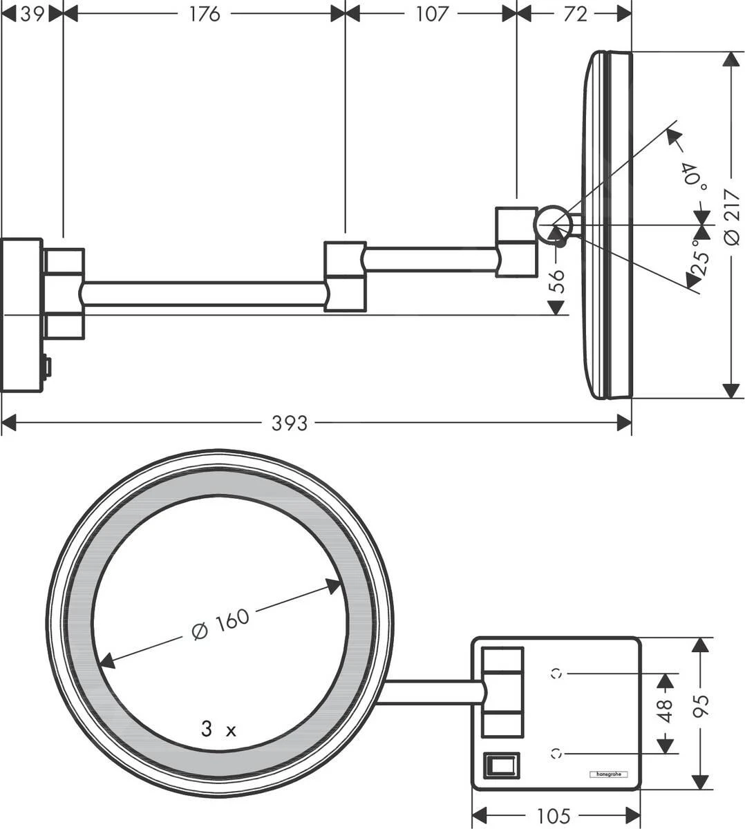 Hansgrohe AddStoris - Wand-Kosmetikspiegel Mit LED Leuchte, Bronze Gebürstet 41790140 4 Hansgrohe AddStoris - Wand-Kosmetikspiegel Mit LED Leuchte, Bronze Gebürstet 41790140 – Bild 2