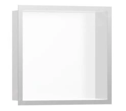 Hansgrohe XtraStoris Individual - Wandnische Mit Designrahmen, 300x300x100 Mm,weiß Matt/Edelstahl Gebürstet 56099800