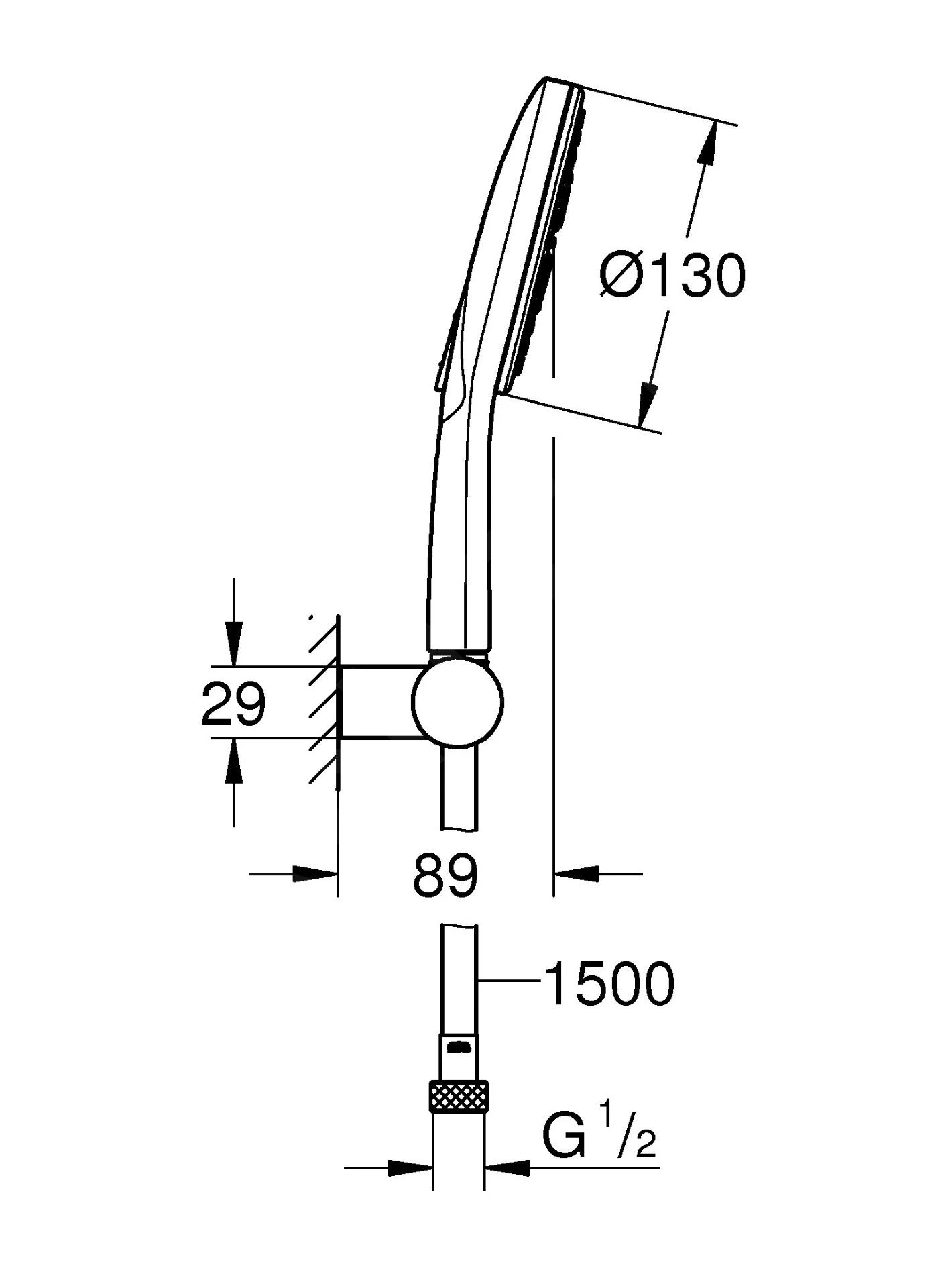 Grohe Rainshower SmartActive - Wandhalterset 130 9,5 L/Min, 3 Strahlarten, Handbrausehalter Und Brauseschlauch, Chrom 26580000 4 Grohe Rainshower SmartActive - Wandhalterset 130 9,5 L/Min, 3 Strahlarten, Handbrausehalter Und Brauseschlauch, Chrom 26580000 – Bild 2